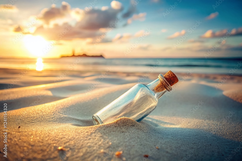 Minimalist Engagement: Proposal in a Message Bottle on Sandy Beach Minimalist Engagement: Proposal in a Message Bottle on Sandy Beach