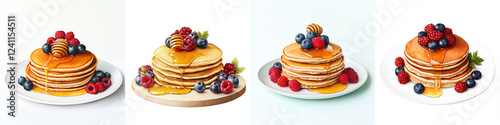 Wallpaper Mural Delicious Stack of Pancakes with Berries and Honey Drizzle Torontodigital.ca