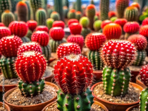 Minimalist Red Cactus Farm: Ruby Ball, Moon, & Gymnocalycium Collection photo