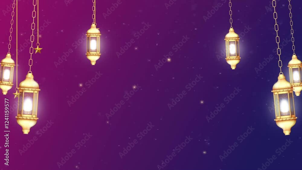 Moving traditional arabic pattern with ornamental geometric stars, arabesque through white decorative mosque window. 