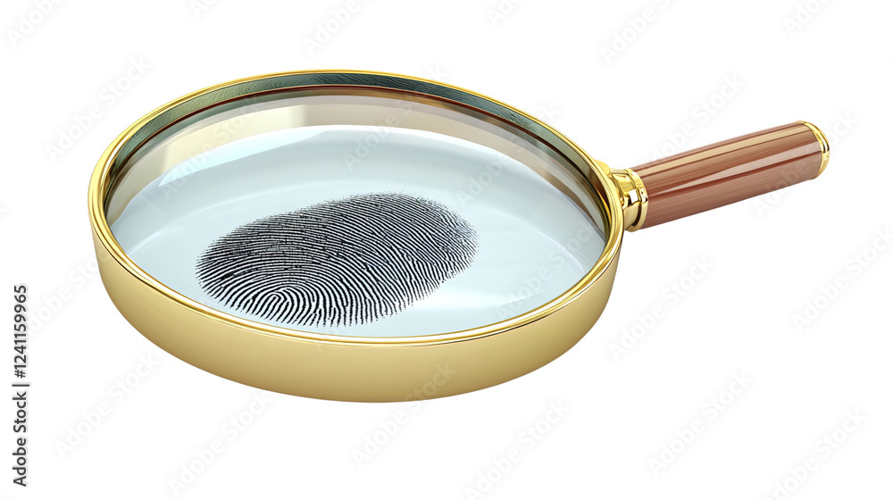 Fingerprint Magnification Close-up of a fingerprint under a magnifying glass, forensic investigation isolated on transparent or white background. Generative ai Fingerprint Magnification Close-up of a fingerprint under a magnifying glass, forensic investigation isolated on transparent or white background. Generative ai