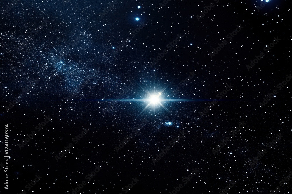 Obraz premium Stunning Cosmic Scene of Stars and Bright Celestial Light Burst