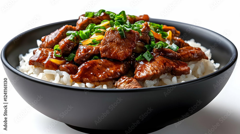 Delicious bowl of beef and rice topped with fresh green onions, perfect for a hearty meal or culinary presentation. Delicious bowl of beef and rice topped with fresh green onions, perfect for a hearty meal or culinary presentation.