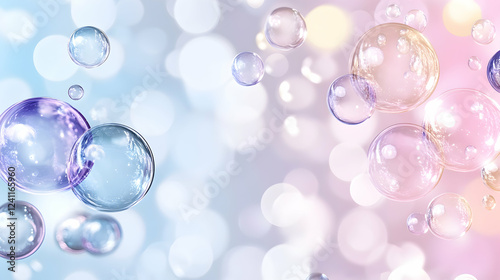 Wallpaper Mural Pastel bubbles float against a bokeh background; ideal for beauty or cosmetic product advertising Torontodigital.ca