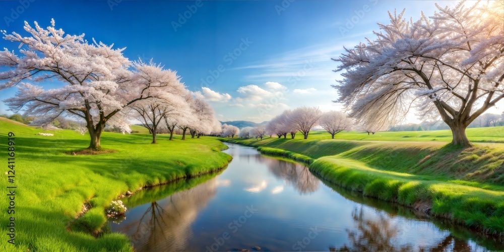 Cherry Blossom Trees by the River