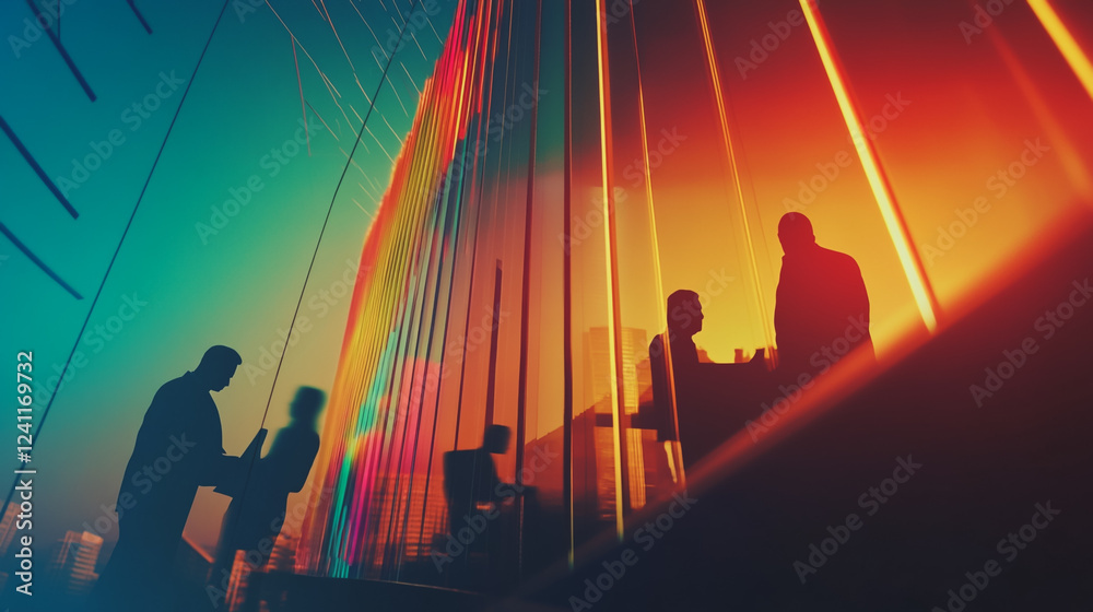 Fototapeta premium abstract professional business team people connection of line from nail node to node on Smart digital cityscap and skyline background , Innovation networking concept