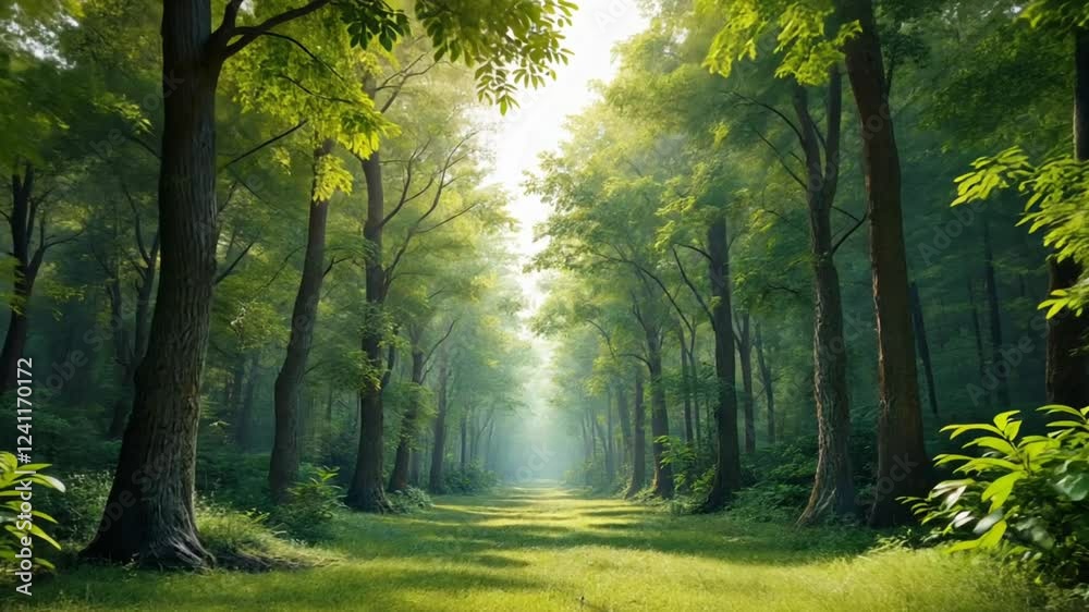 Picturesque scenery with mist in a lush green forest. A beautiful atmospheric panoramic landscape with freshness, depth and magical mood Picturesque scenery with mist in a lush green forest. A beautiful atmospheric panoramic landscape with freshness, depth and magical mood
