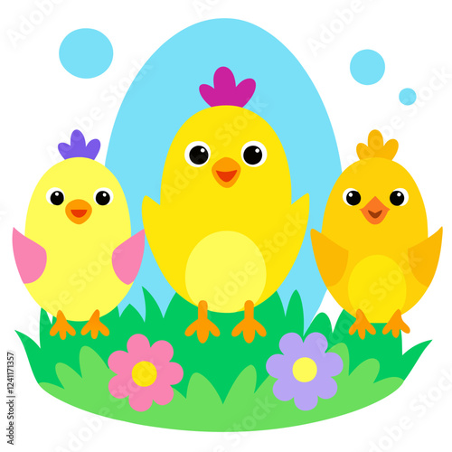 easter chicks in the grass