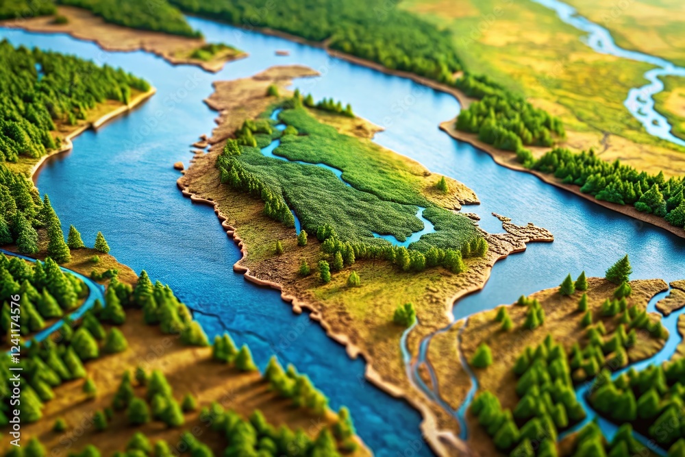 Panoramic Paper Cut Map of New Brunswick, Canada - Rivers & Lakes Panoramic Paper Cut Map of New Brunswick, Canada - Rivers & Lakes