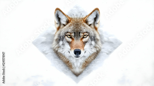 Wallpaper Mural Wolf's head peeking from snow, winter scene, wildlife portrait, nature background, ideal for calendars Torontodigital.ca
