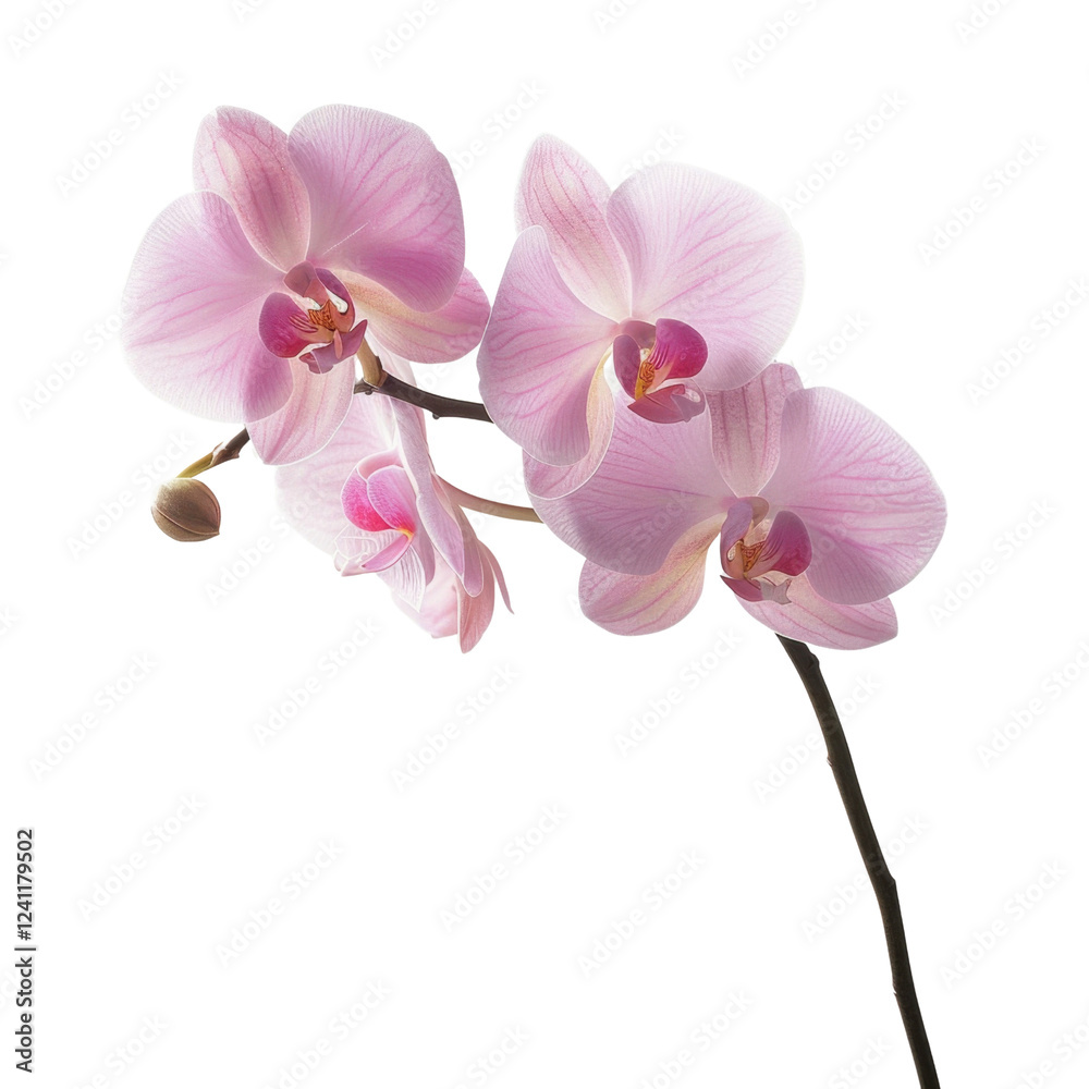 Obraz premium Delicate pink orchid flowers with soft petals and vibrant centers, showcasing natural beauty and elegance. Perfect for floral arrangements and decor