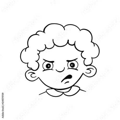 emotion avatar child boy angry, mad line