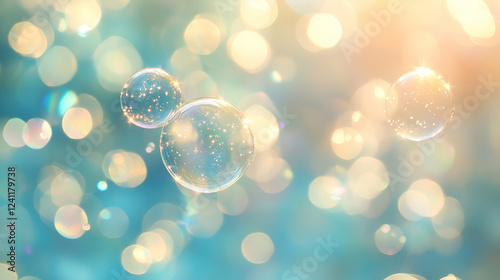 Shimmering Bubbles Dance in Light,  Creating a Dreamy, Ethereal Atmosphere with Magical, Sparkling Effects.