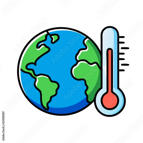 Global warming concept with earth and thermometer 