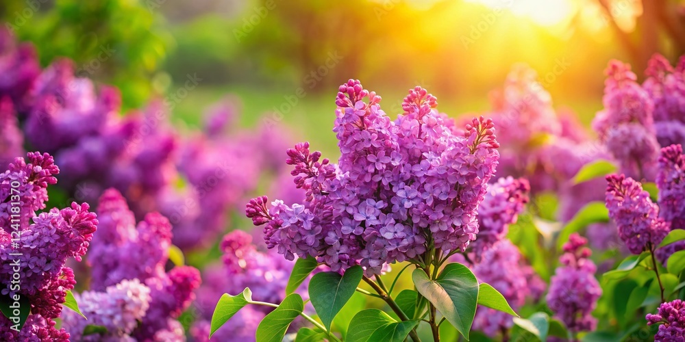 Panoramic View of Vibrant Purple Lilac Blossoms - Sensation Variety