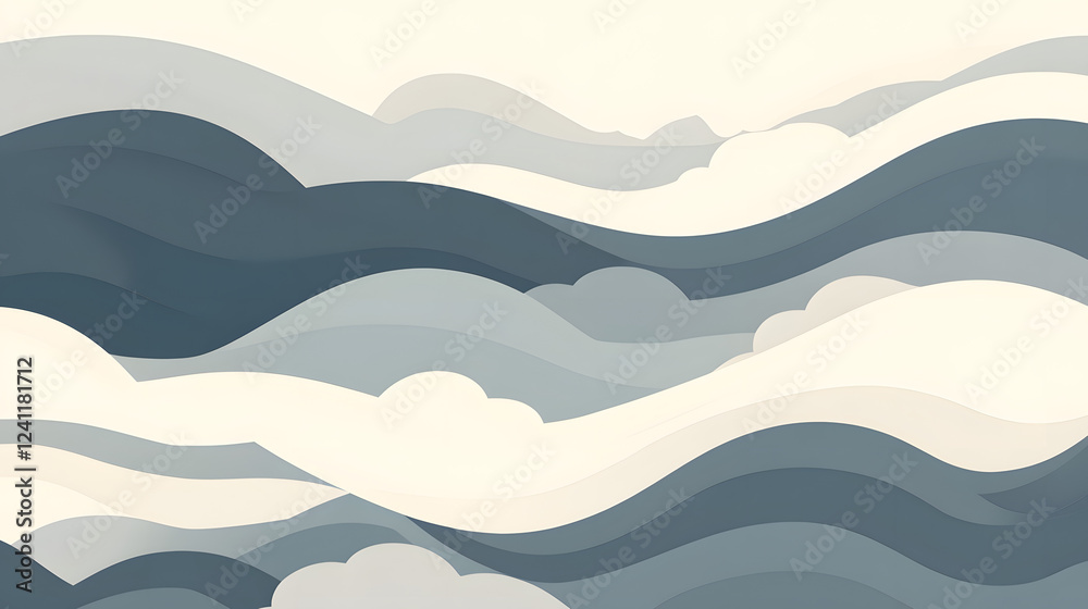 Obraz premium A sky gray design with simple overlapping shapes, creating a peaceful and minimalist aesthetic.