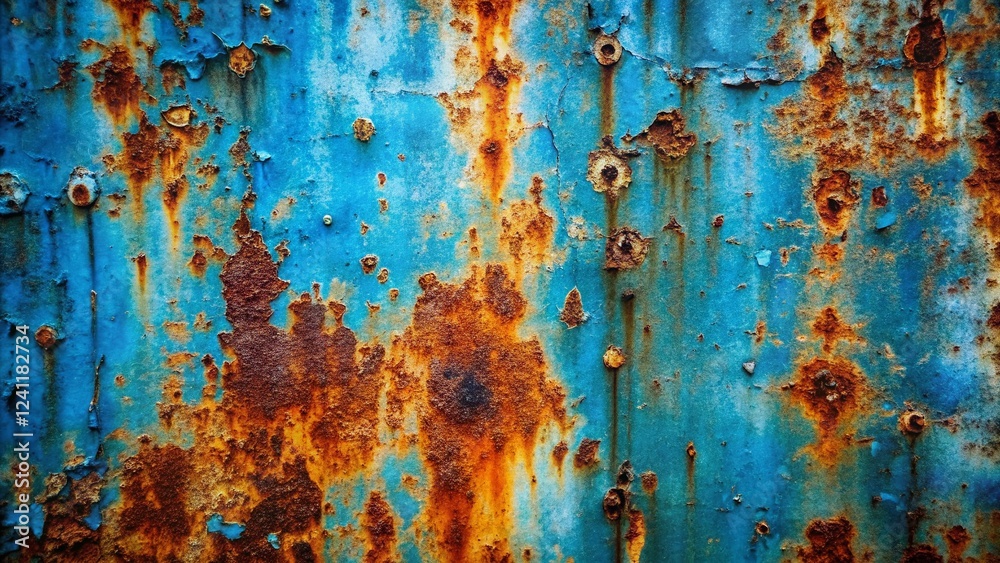 Panoramic Blue Grunge Metal Texture Background - Industrial Abstract Design Panoramic Blue Grunge Metal Texture Background - Industrial Abstract Design