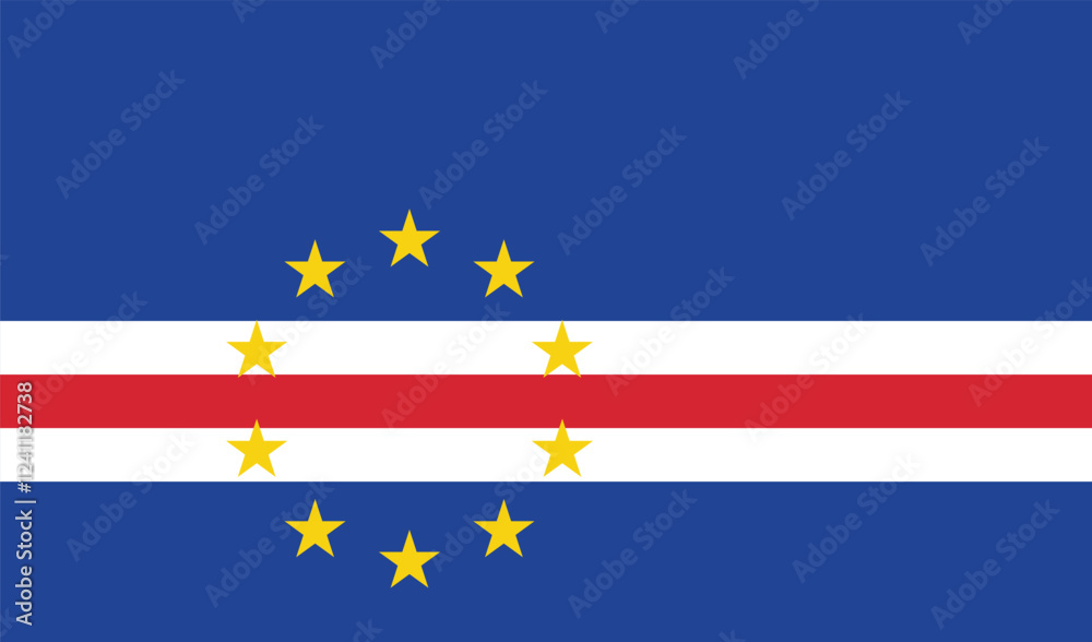 Cape Verde flag. The official ratio. Flag icon. Standard color. Standard size. A rectangular flag. Computer illustration. Digital illustration. Vector illustration. Cape Verde flag. The official ratio. Flag icon. Standard color. Standard size. A rectangular flag. Computer illustration. Digital illustration. Vector illustration.