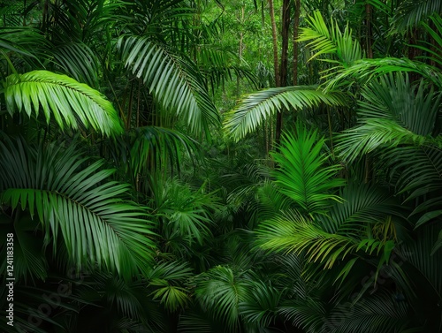 Rainforest with diverse species captured midmotion, dynamic ecological snapshot photo