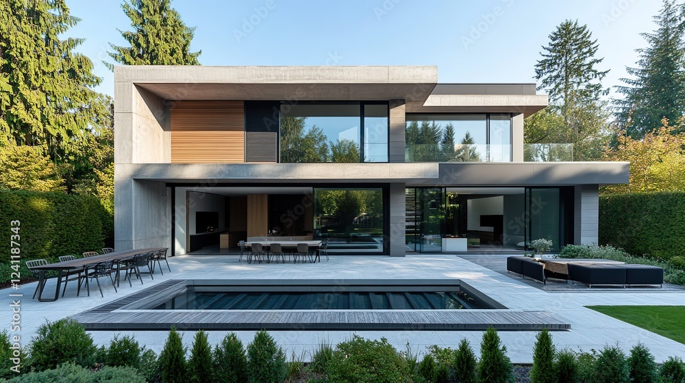 A sleek, modern house designed by an architect, focusing on open spaces and natural light. A sleek, modern house designed by an architect, focusing on open spaces and natural light.