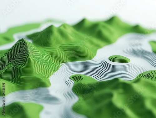 3Drendered biome map with precise topographic details and ecological data photo