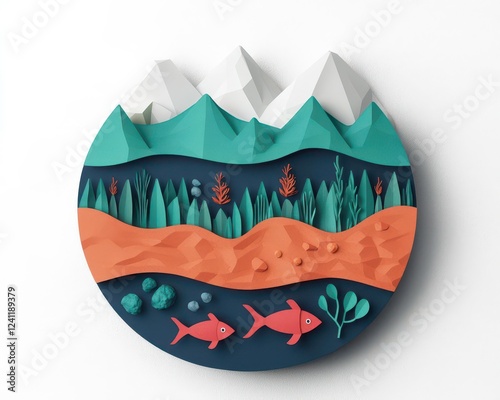 Detailed diagram of nitrogen cycle with vibrant visual appeal photo