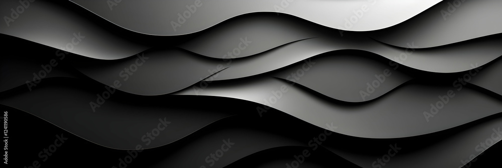 Obraz premium Abstract Gray Waves, Layered Curves create Dynamic Depth and Texture.