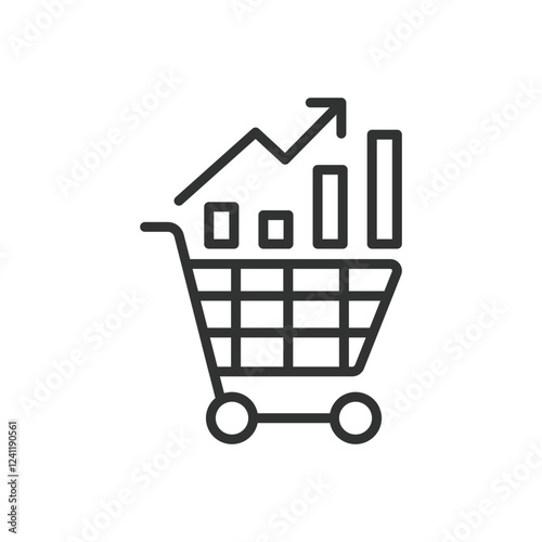 Sales, icon in line design. Sales, revenue, profit, transaction, business, selling, deals on white background vector. Sales editable stroke icon