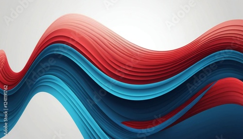 Abstract wave design with smooth flowing red and blue lines.