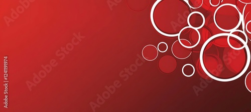 A visually captivating red background showcasing white circles of different sizes, resulting in a modern and elegant backdrop.