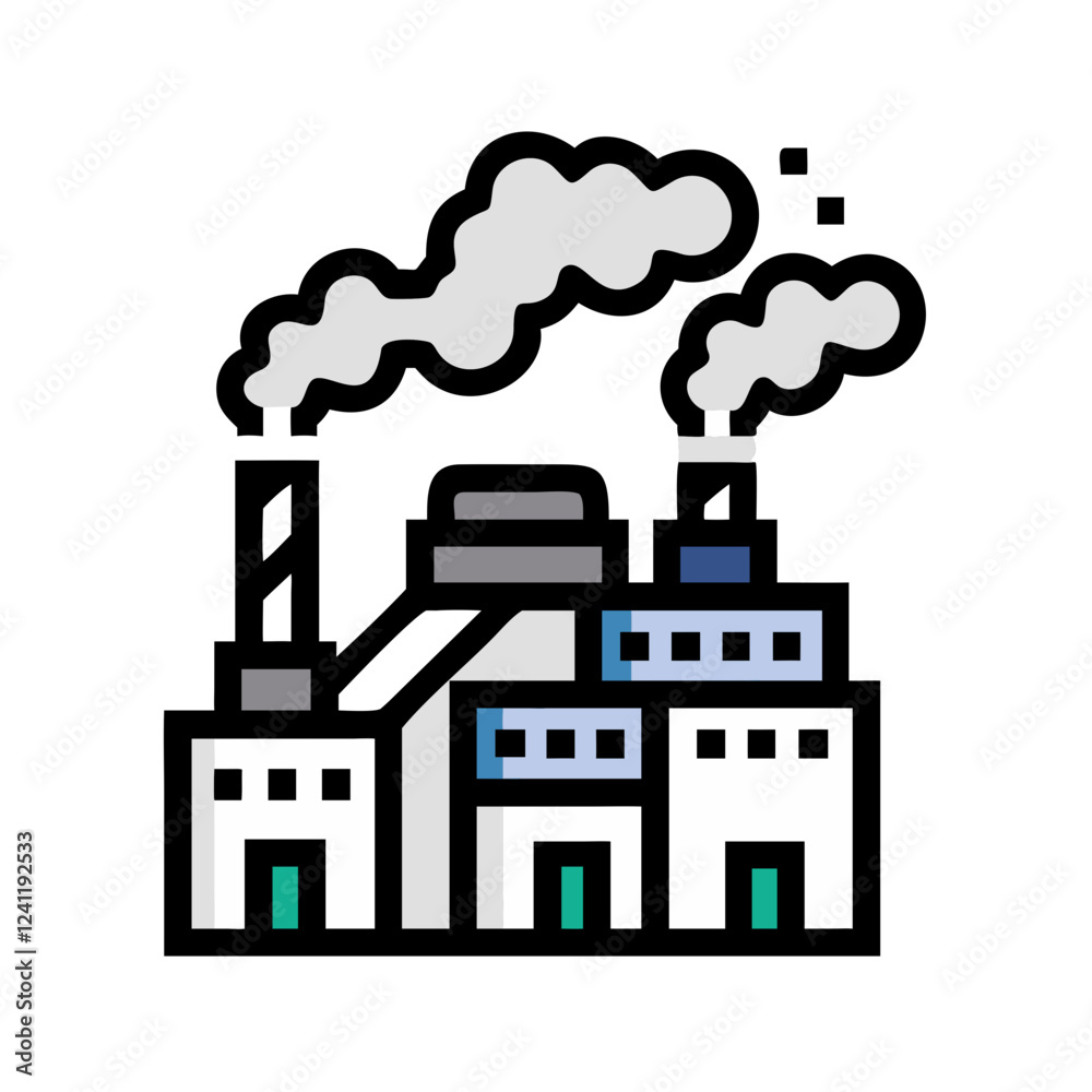 Factory industry smoke emissions icon