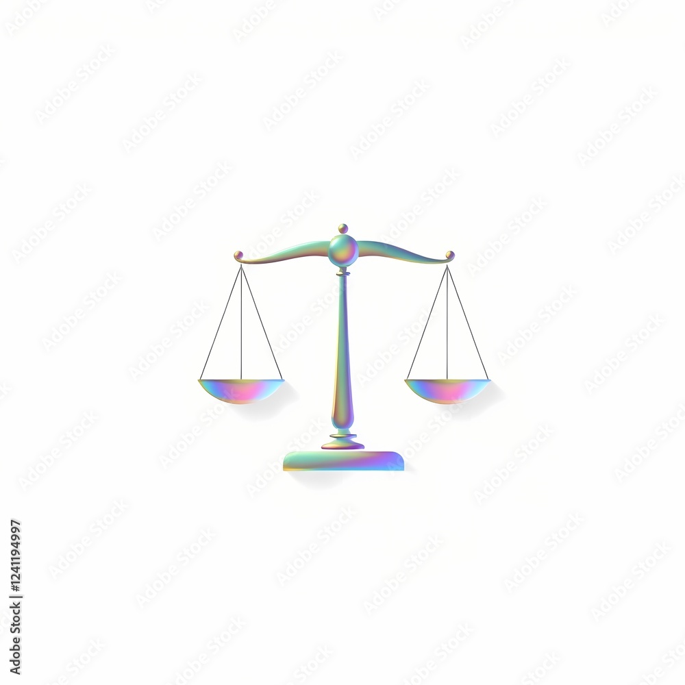 Iridescent Scales of Justice in a Minimalist Style Iridescent Scales of Justice in a Minimalist Style