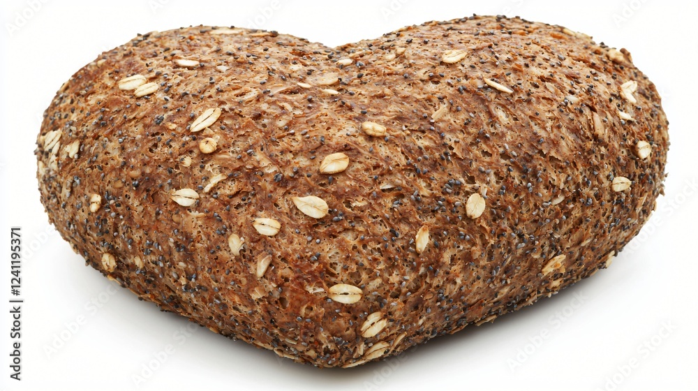 Heart Shaped Whole Grain Bread Loaf with Oats on Light Background Perfect for Healthy Eating. Heart Shaped Whole Grain Bread Loaf with Oats on Light Background Perfect for Healthy Eating.