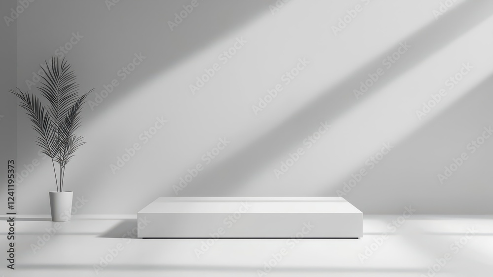 Simple rectangular podium with a glossy finish on a sleek stage, elegant lighting for a modern and minimal product mockup Simple rectangular podium with a glossy finish on a sleek stage, elegant lighting for a modern and minimal product mockup