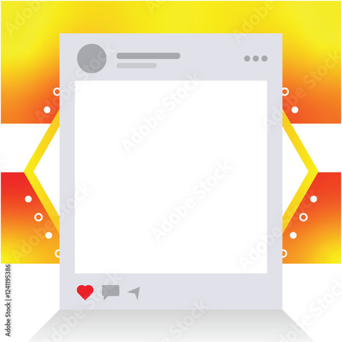 A white background with a red heart and a yellow square