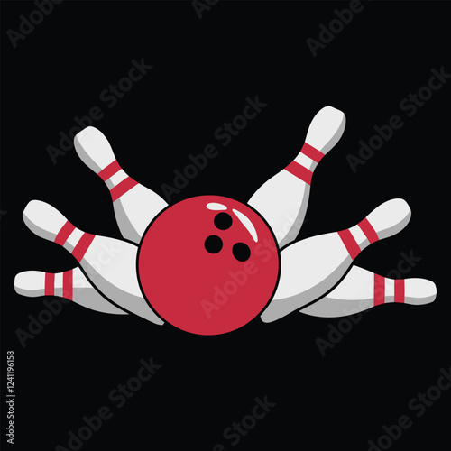 Bowling ball and pins, Sports Icon: Bowling Strike Moment