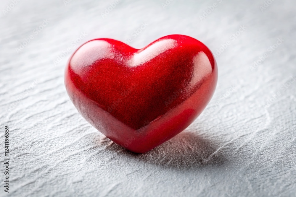 Red Heart on Textured White Background: Valentine's Day Stock Photo Red Heart on Textured White Background: Valentine's Day Stock Photo