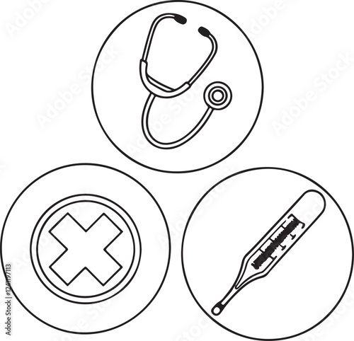 Medical Equipment and Healthcare Icons Set. Hospital and Surgery Tools Vector Illustration