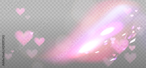 Iridescent crystal leak glare reflection effect. Optical rainbow ray lights, glare, leak, streak overlay. Vector colorful lenses and light flares with transparent effects on light background.