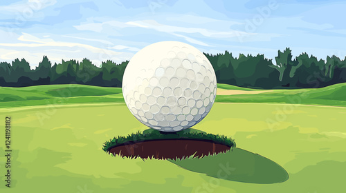 Golf ball about to roll fall in the hole playing golf on green turf grass lawn ground