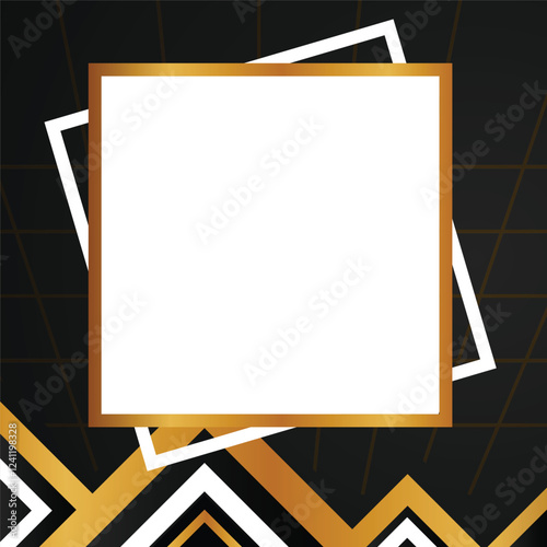 Elegant Frame Design with Golden and Black Geometric Background Pattern