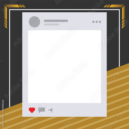 Social Media Post Mockup with Gold Accents and Transparent Placeholder