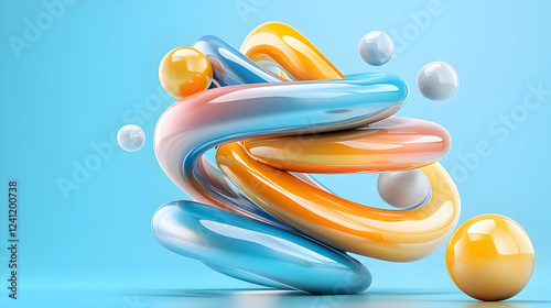 Abstract Colorful Curves, Intertwined Shapes Dance Dynamically in Vibrant Hues