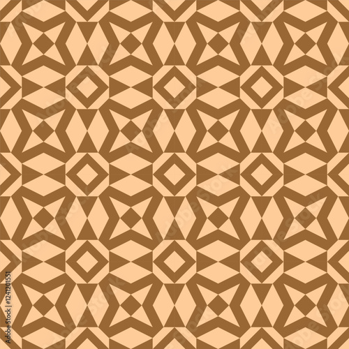 seamless geometric pattern featuring a repeating design of interlocking shapes in a warm and inviting shade of brown