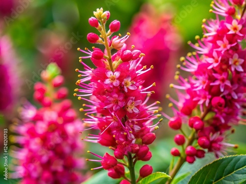 Ruby Spice Summersweet Flowers Close-Up Macro Photography Stock Photo photo