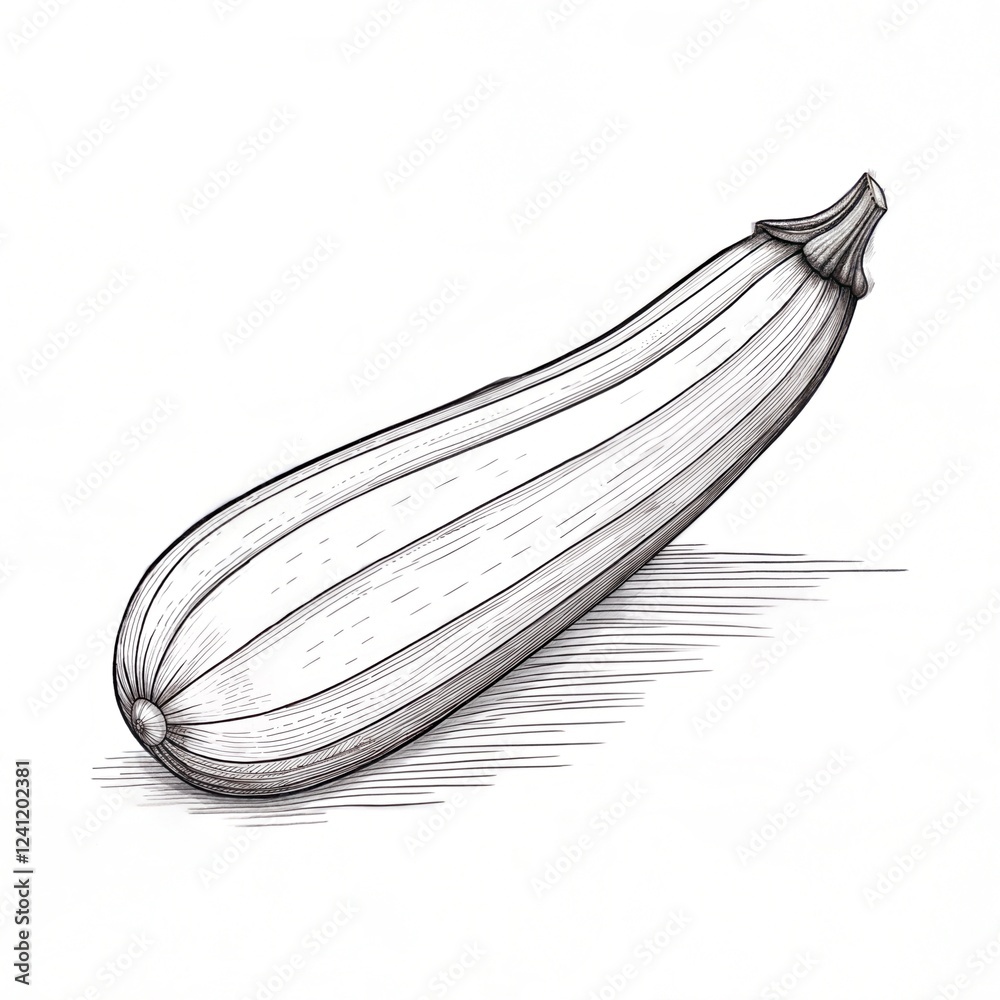 Zucchini drawn in sketch style for vegetable illustration and healthy cooking representation Zucchini drawn in sketch style for vegetable illustration and healthy cooking representation
