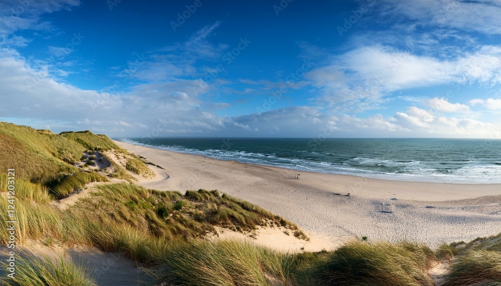 Panoramic view of a dune beach on the island of Sylt, Schleswig-Holstein, Germany Panoramic view of a dune beach on the island of Sylt, Schleswig-Holstein, Germany
