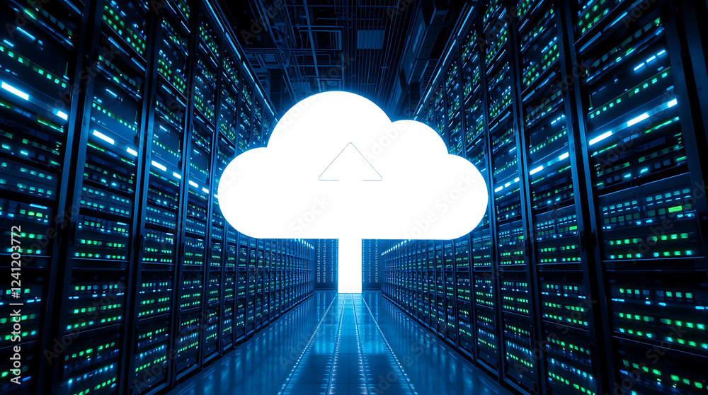 Cloud Computing and Data Center Technology, server room, cloud storage, cloud technology, IT infrastructure, data security, cloud services, web hosting, big data, cloud backup.