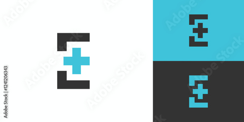  Modern and simple letter E combination health logo design