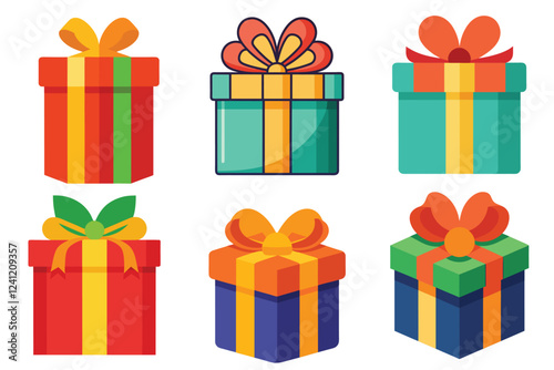 Set of gift boxes vector illustration on white background 